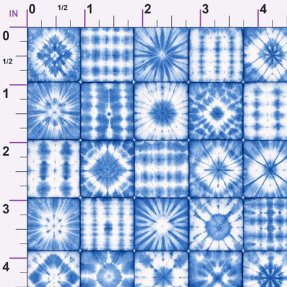 Cobalt Batik Blooms Pattern 16 Minky Fabric