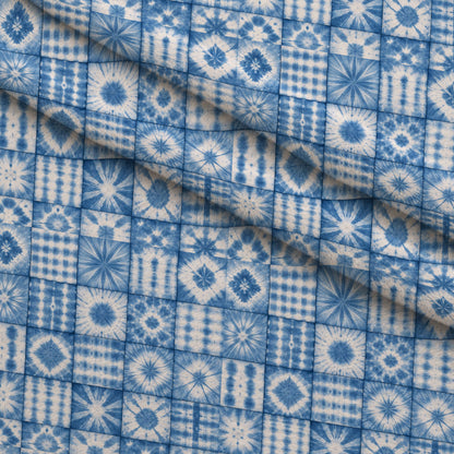 Cobalt Batik Blooms Pattern 17 Minky Fabric