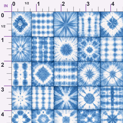 Cobalt Batik Blooms Pattern 17 Minky Fabric