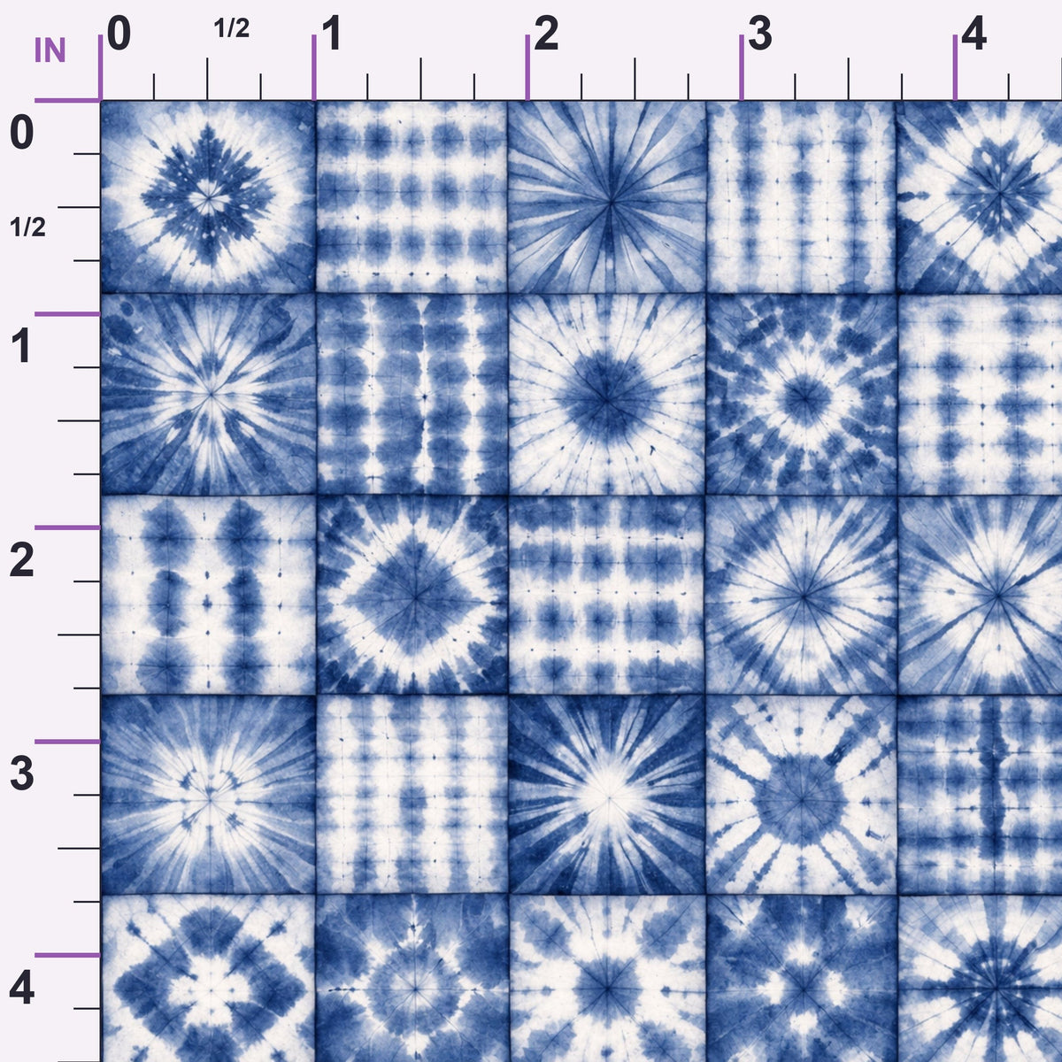Cobalt Batik Blooms Pattern 19 Minky Fabric