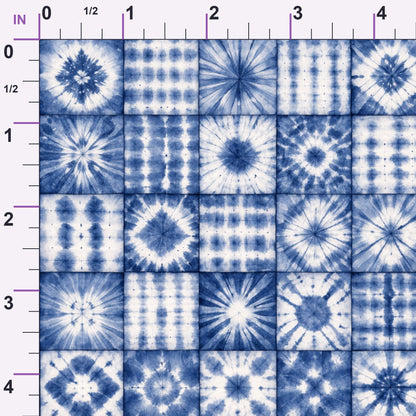 Cobalt Batik Blooms Pattern 19 Minky Fabric