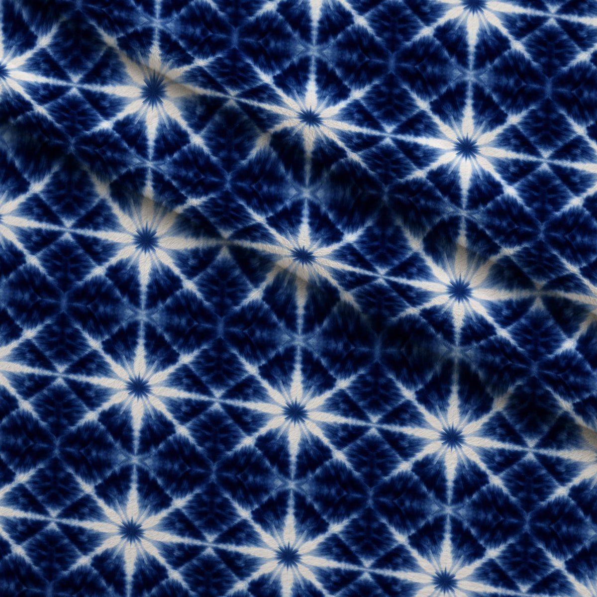 Cobalt Batik Blooms Pattern 20 Minky Fabric