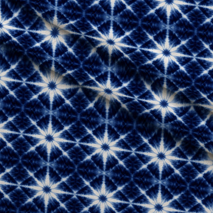 Cobalt Batik Blooms Pattern 20 Minky Fabric