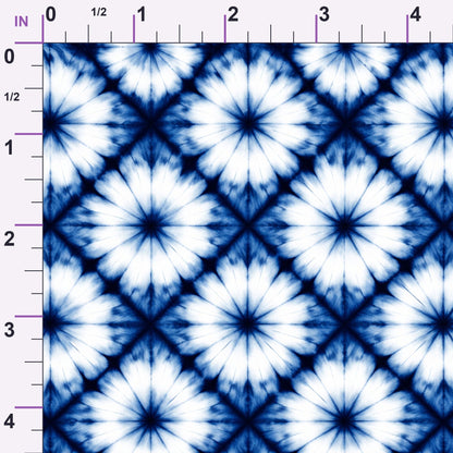 Cobalt Batik Blooms Pattern 22 Minky Fabric
