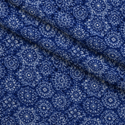 Cobalt Batik Blooms Pattern 28 Minky Fabric