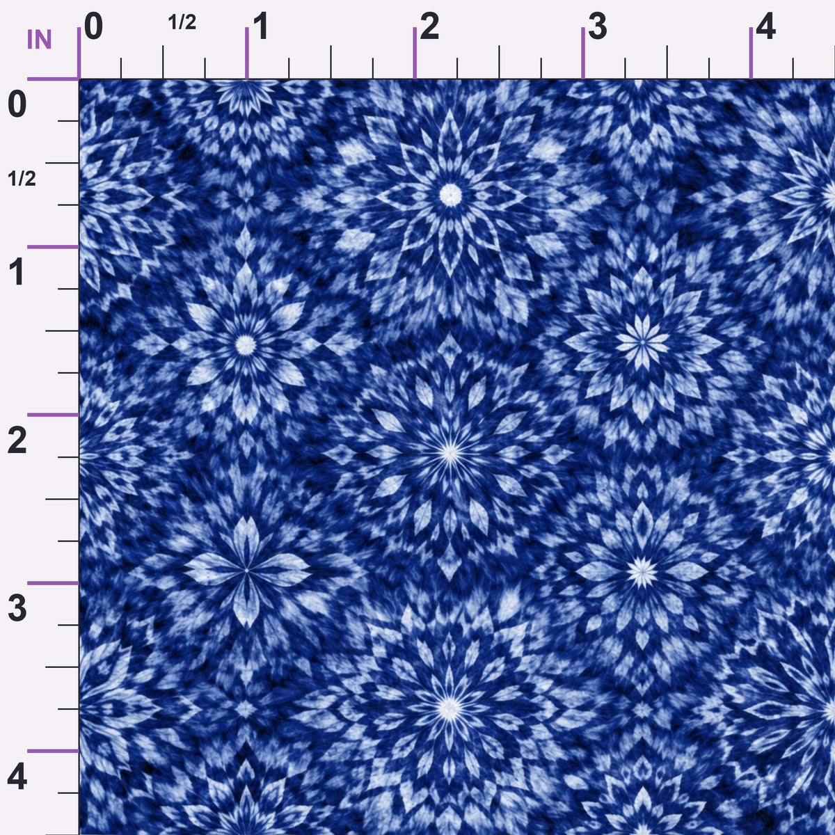 Cobalt Batik Blooms Pattern 28 Minky Fabric