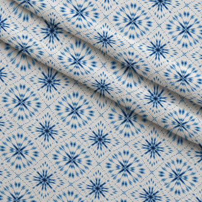Cobalt Batik Blooms Pattern 3 Minky Fabric