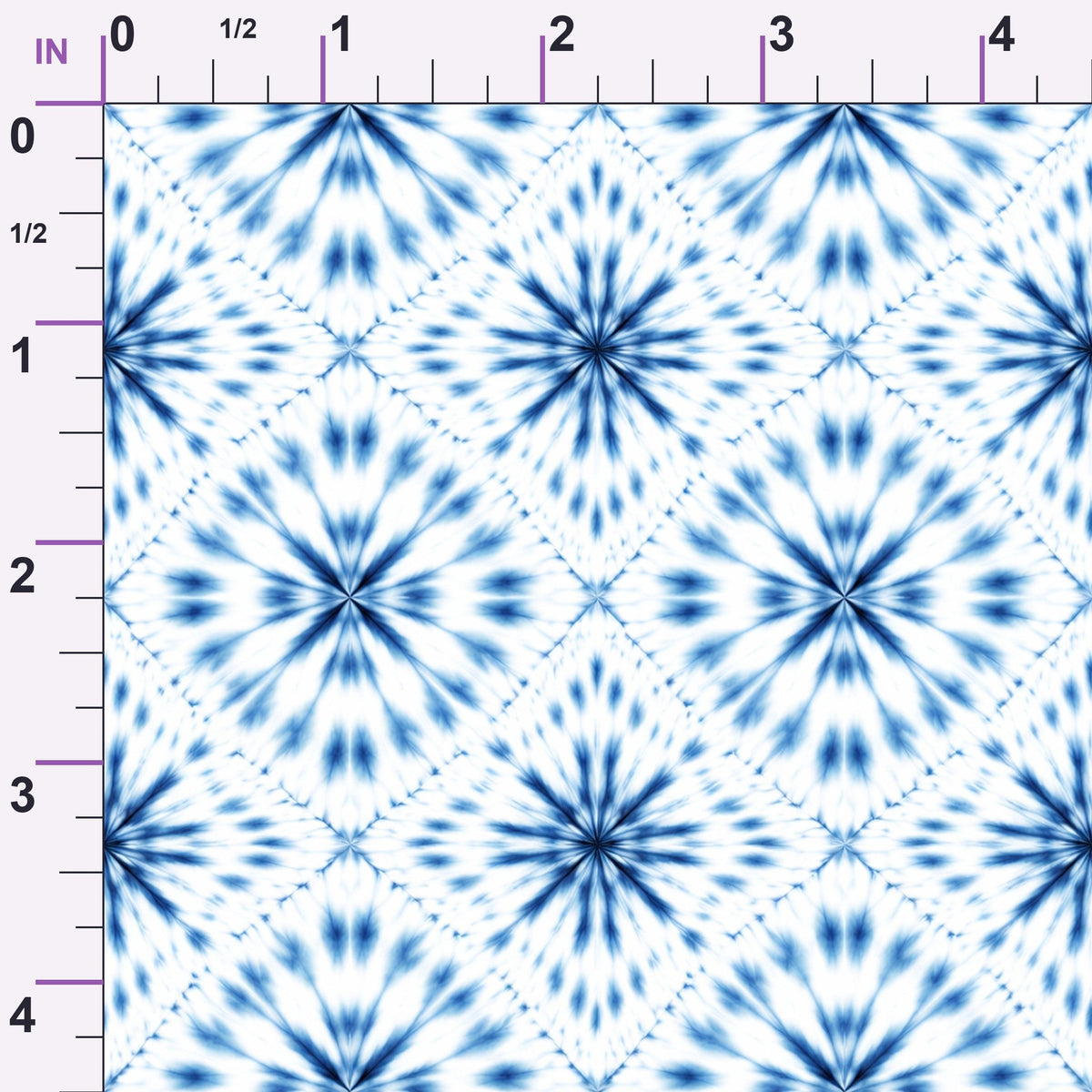 Cobalt Batik Blooms Pattern 3 Minky Fabric