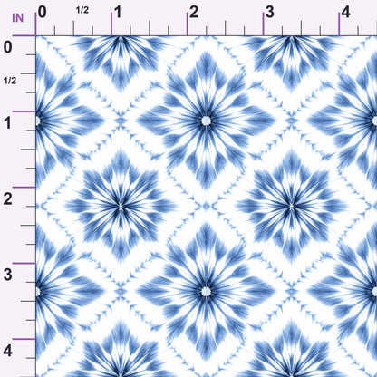 Cobalt Batik Blooms Pattern 4 Minky Fabric