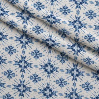 Cobalt Batik Blooms Pattern 5 Minky Fabric