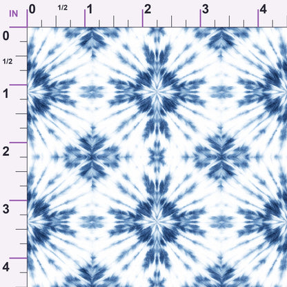 Cobalt Batik Blooms Pattern 5 Minky Fabric