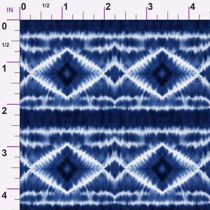 Cobalt Batik Blooms Pattern 7 Minky Fabric