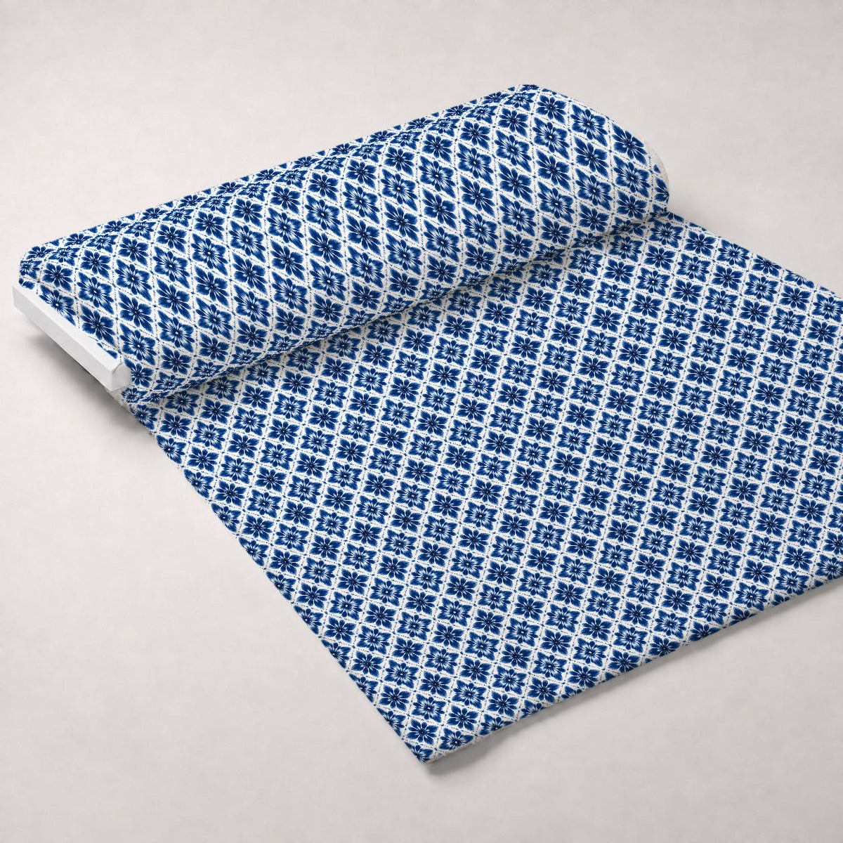 Cobalt Batik Blooms Pattern 9 Minky Fabric