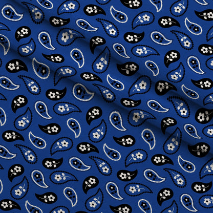 Cobalt Paisley Pattern 11 Minky Fabric