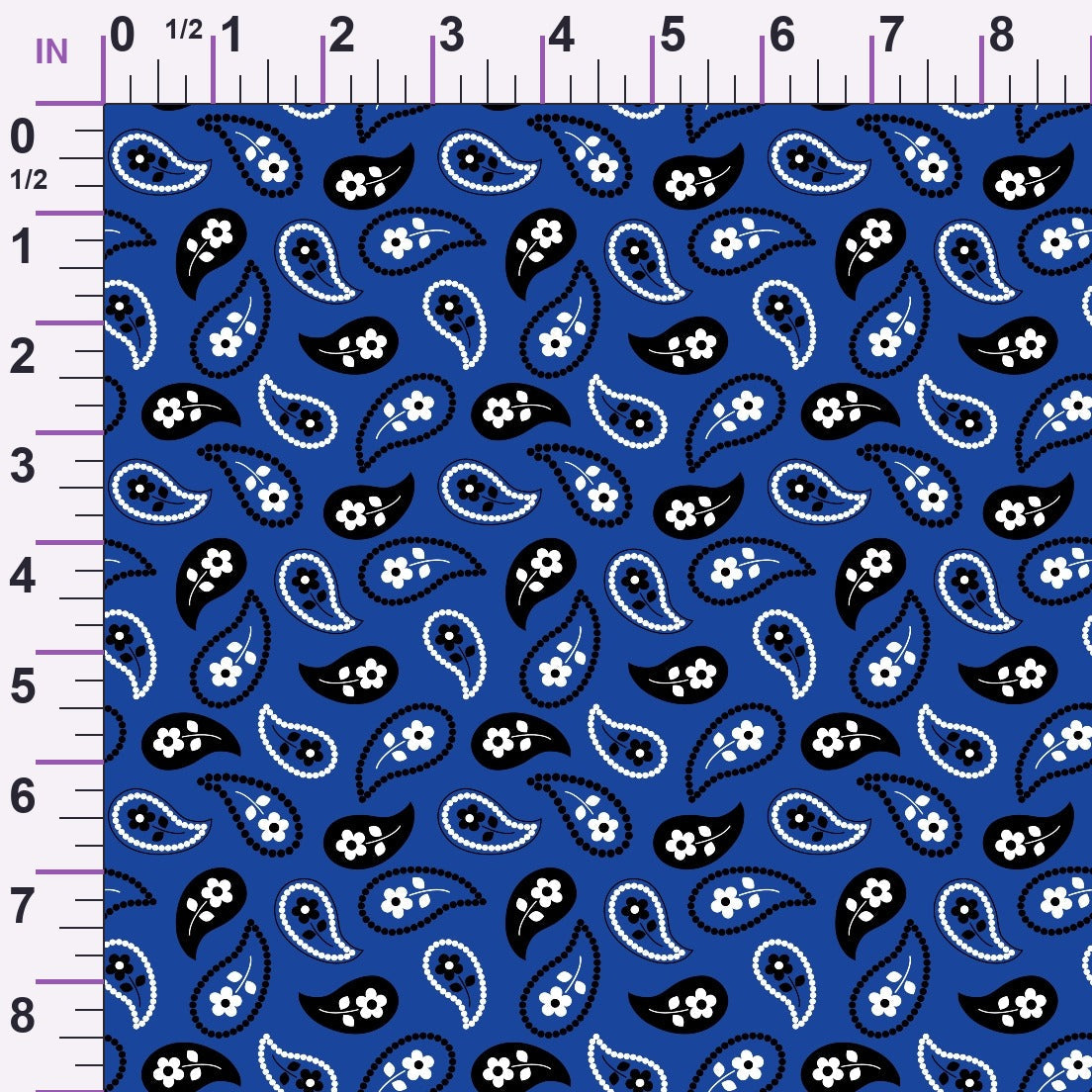 Cobalt Paisley Pattern 11 Minky Fabric