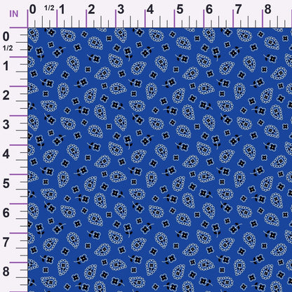 Cobalt Paisley Pattern 3 Minky Fabric