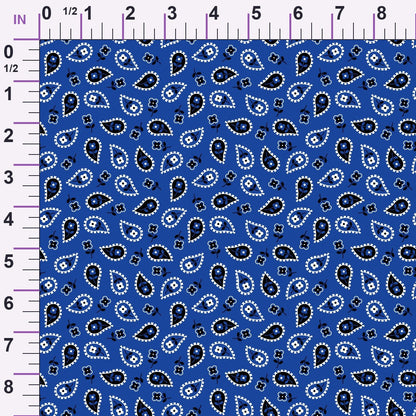 Cobalt Paisley Pattern 6 Minky Fabric