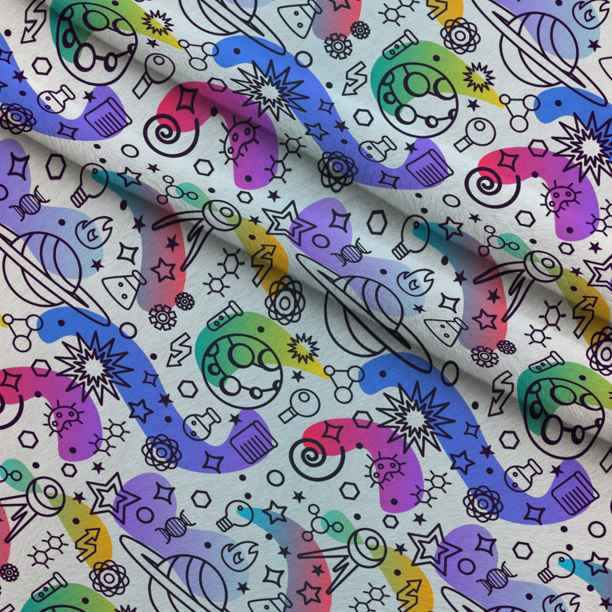 Cosmic Lab Doodles Pattern 3 Minky Fabric