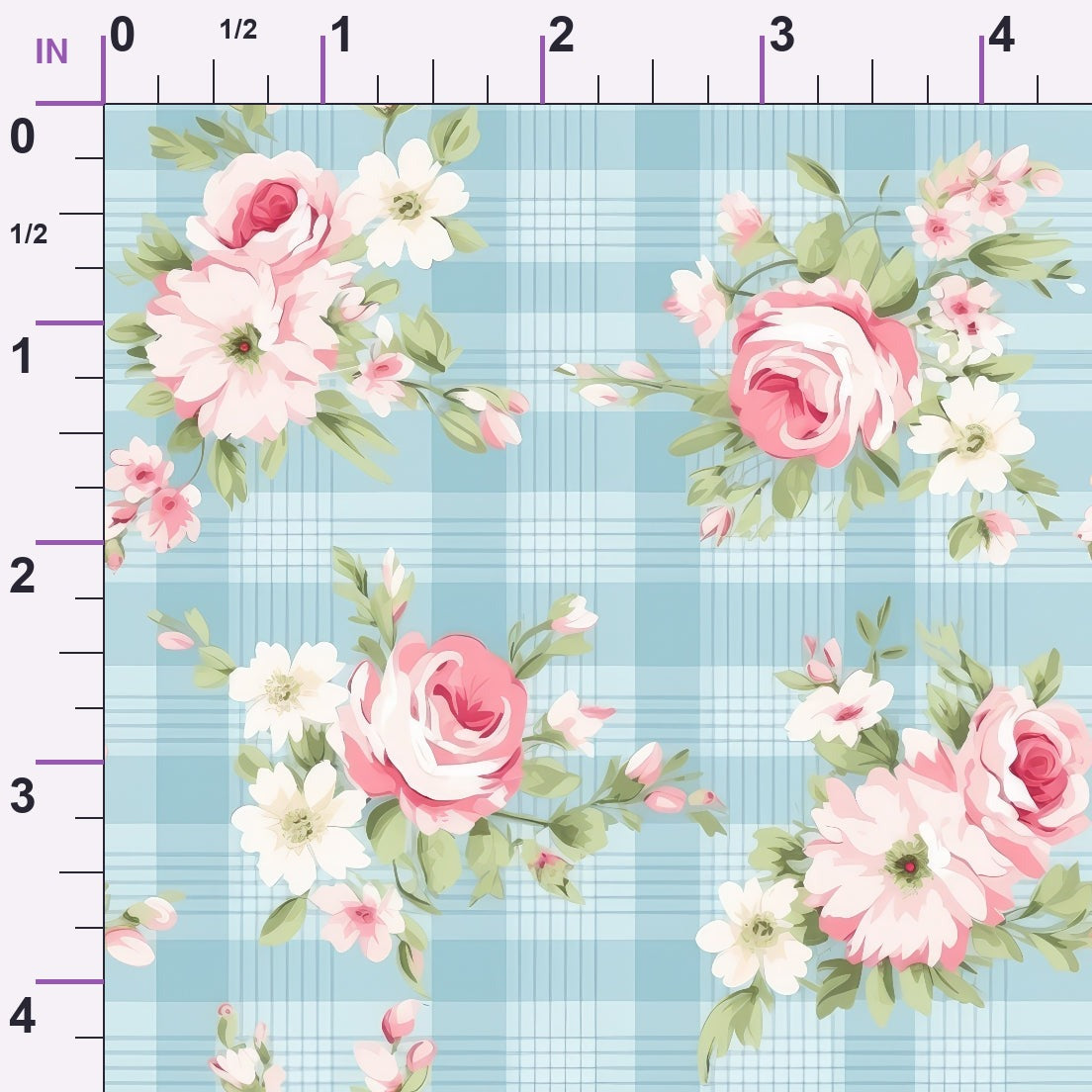 Cottage Rose Gingham Pattern 1 Minky Fabric