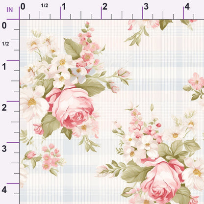 Cottage Rose Gingham Pattern 10 Minky Fabric