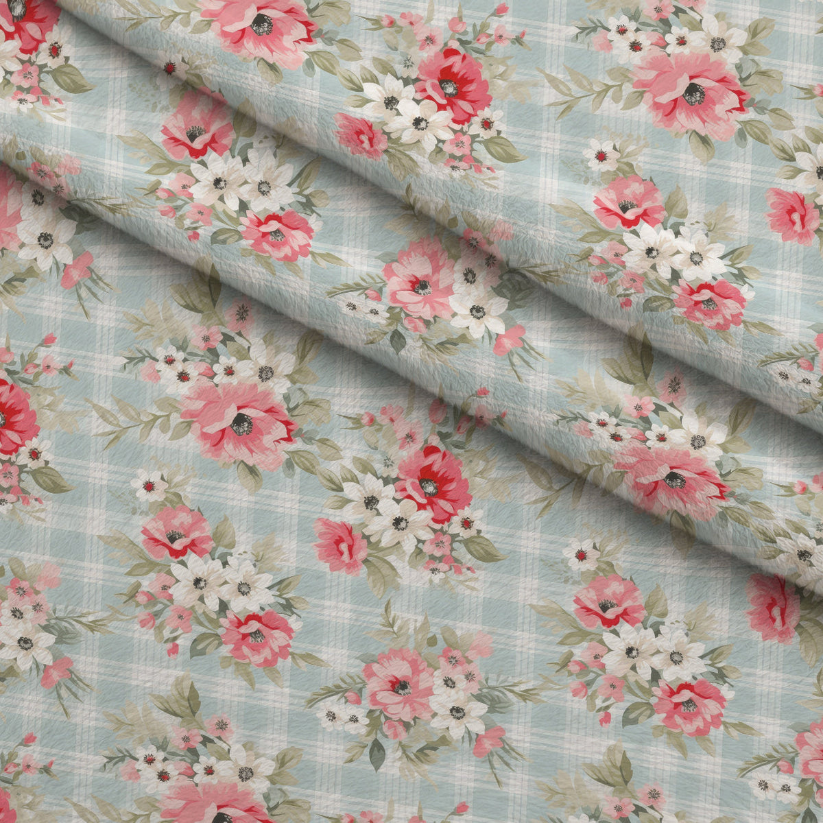 Cottage Rose Gingham Pattern 2 Minky Fabric