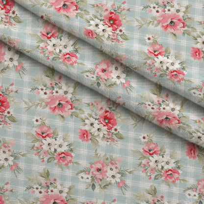 Cottage Rose Gingham Pattern 2 Minky Fabric