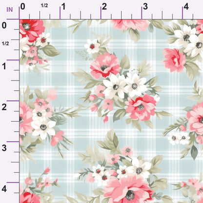 Cottage Rose Gingham Pattern 2 Minky Fabric