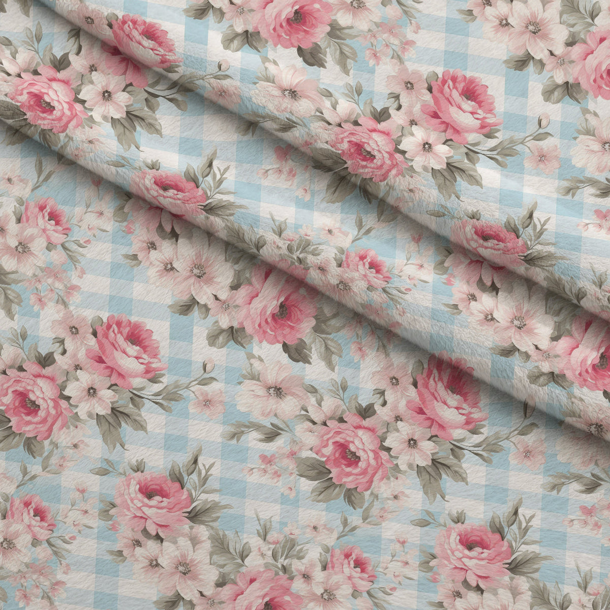 Cottage Rose Gingham Pattern 3 Minky Fabric