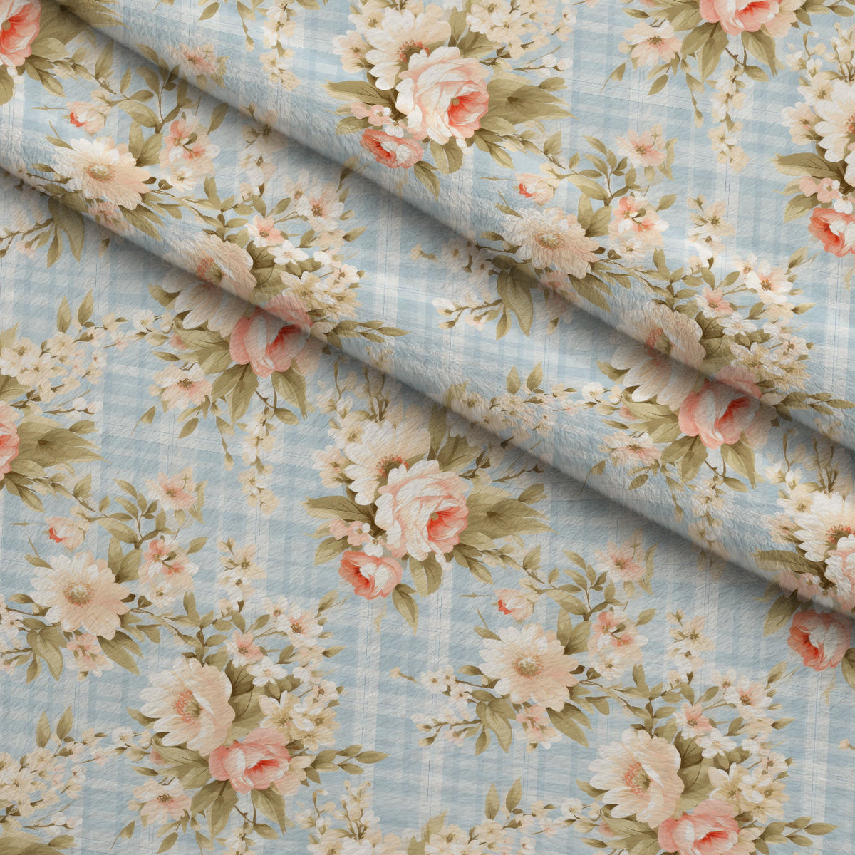 Cottage Rose Gingham Pattern 5 Minky Fabric