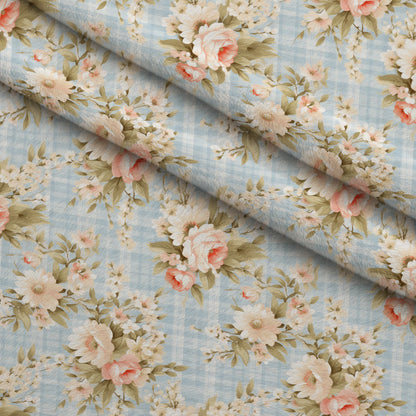 Cottage Rose Gingham Pattern 5 Minky Fabric