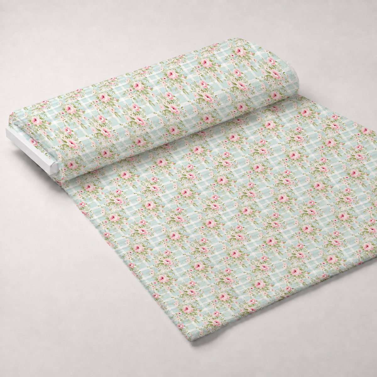 Cottage Rose Gingham Pattern 6 Minky Fabric