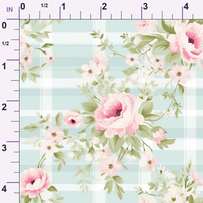 Cottage Rose Gingham Pattern 6 Minky Fabric