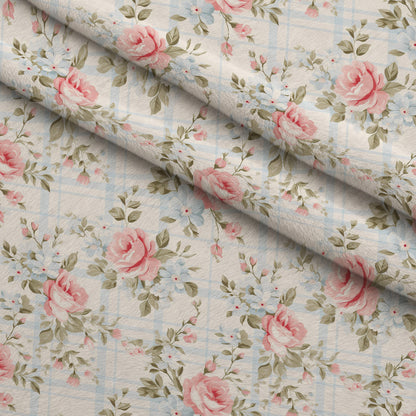 Cottage Rose Gingham Pattern 8 Minky Fabric