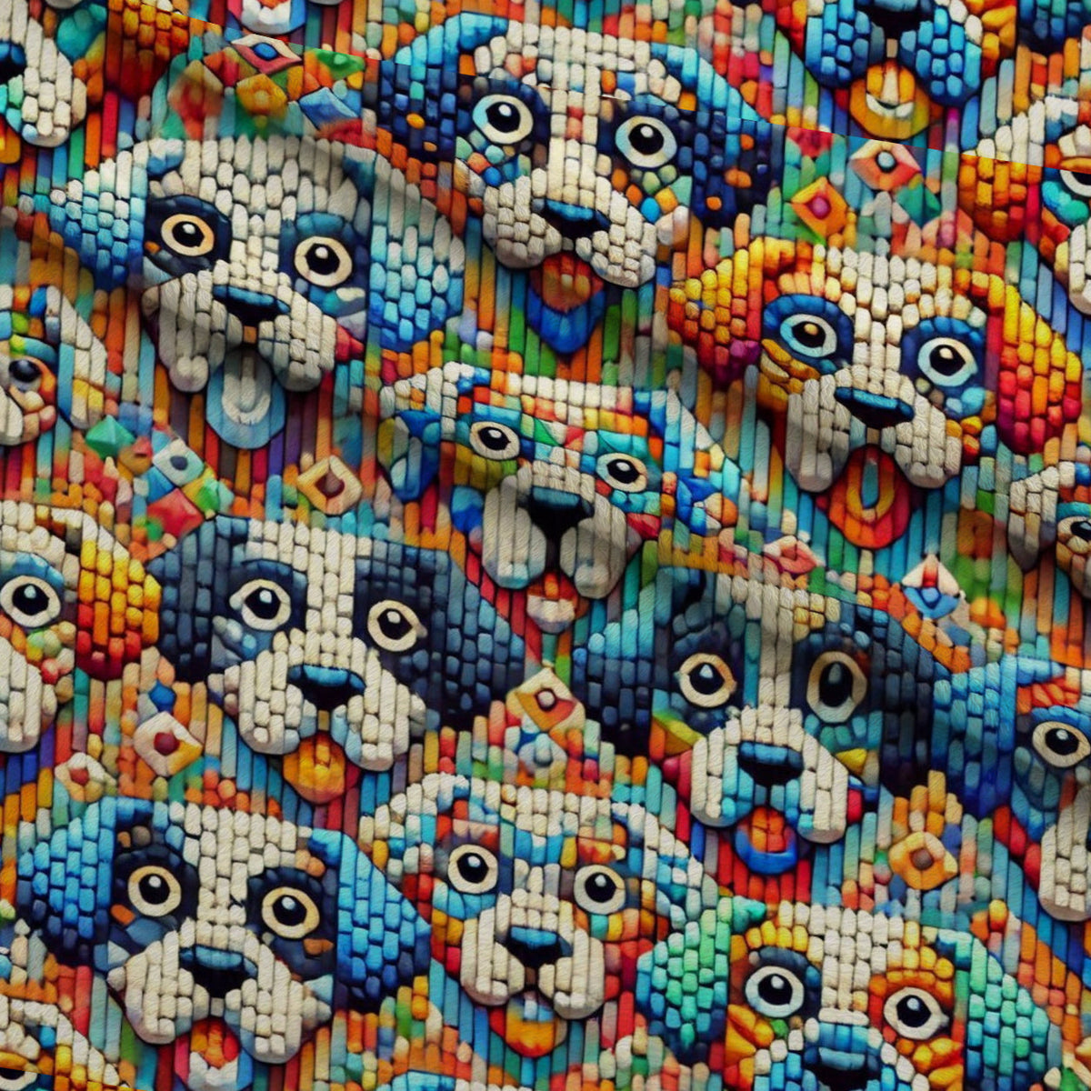 Cubist Canines Pattern 2 Minky Fabric