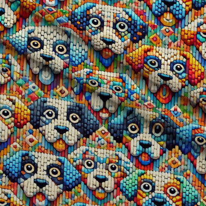 Cubist Canines Pattern 2 Minky Fabric