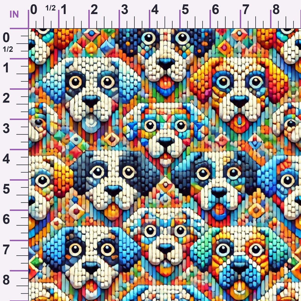 Cubist Canines Pattern 2 Minky Fabric