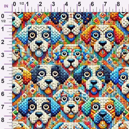 Cubist Canines Pattern 2 Minky Fabric