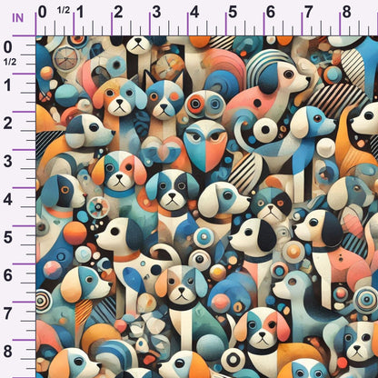 Cubist Canines Pattern 36 Minky Fabric