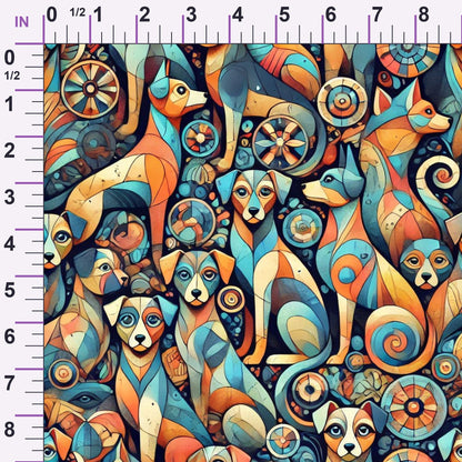 Cubist Canines Pattern 37 Minky Fabric