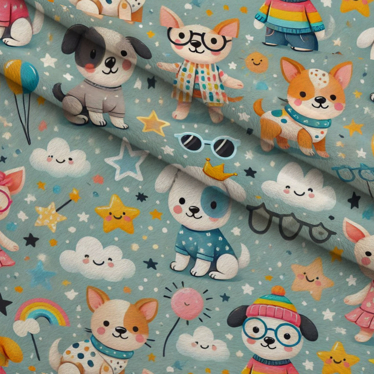 Cubist Canines Pattern 4 Minky Fabric