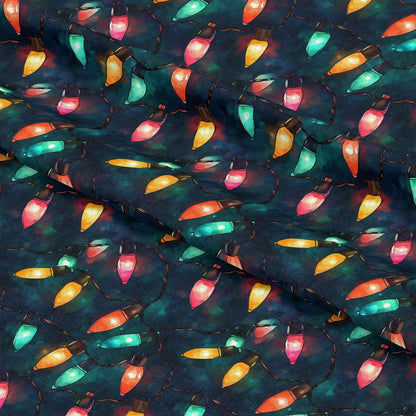 Watercolor Christmas Lights Pattern 5 Quilting Cotton Fabric