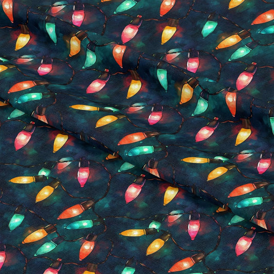 Watercolor Christmas Lights Pattern 5 Quilting Cotton Fabric