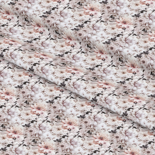 White Flowers Pattern 7 Quilting Cotton Fabric