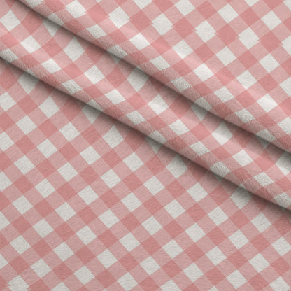Diagonal Gingham Peach Puff Minky Fabric