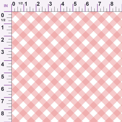 Diagonal Gingham Peach Puff Minky Fabric