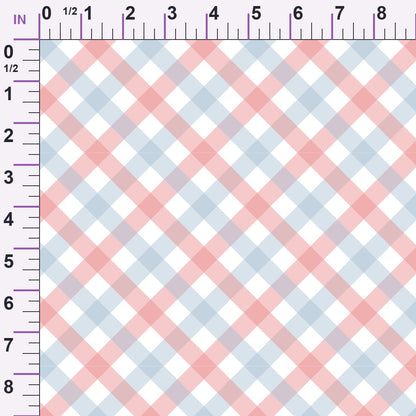 Diagonal Gingham Spindle on Peach Puff Minky Fabric