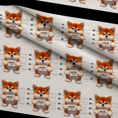 Doggie Mugshots Akita Pattern Minky Fabric
