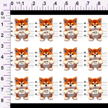 Doggie Mugshots Akita Pattern Minky Fabric