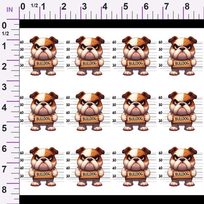 Doggie Mugshots Bulldog Pattern Minky Fabric