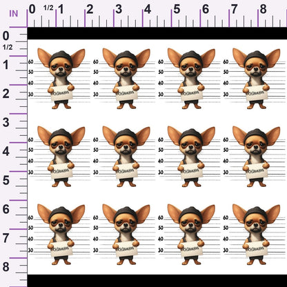 Doggie Mugshots Chihuahua Pattern Minky Fabric